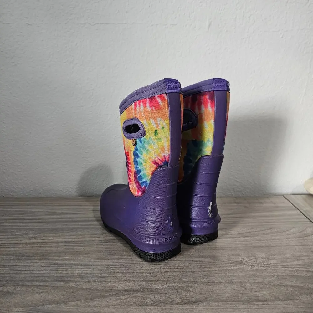Bogs Neo Classic Purple Tie Dye 3 Season Boots Kids US10 Waterproof